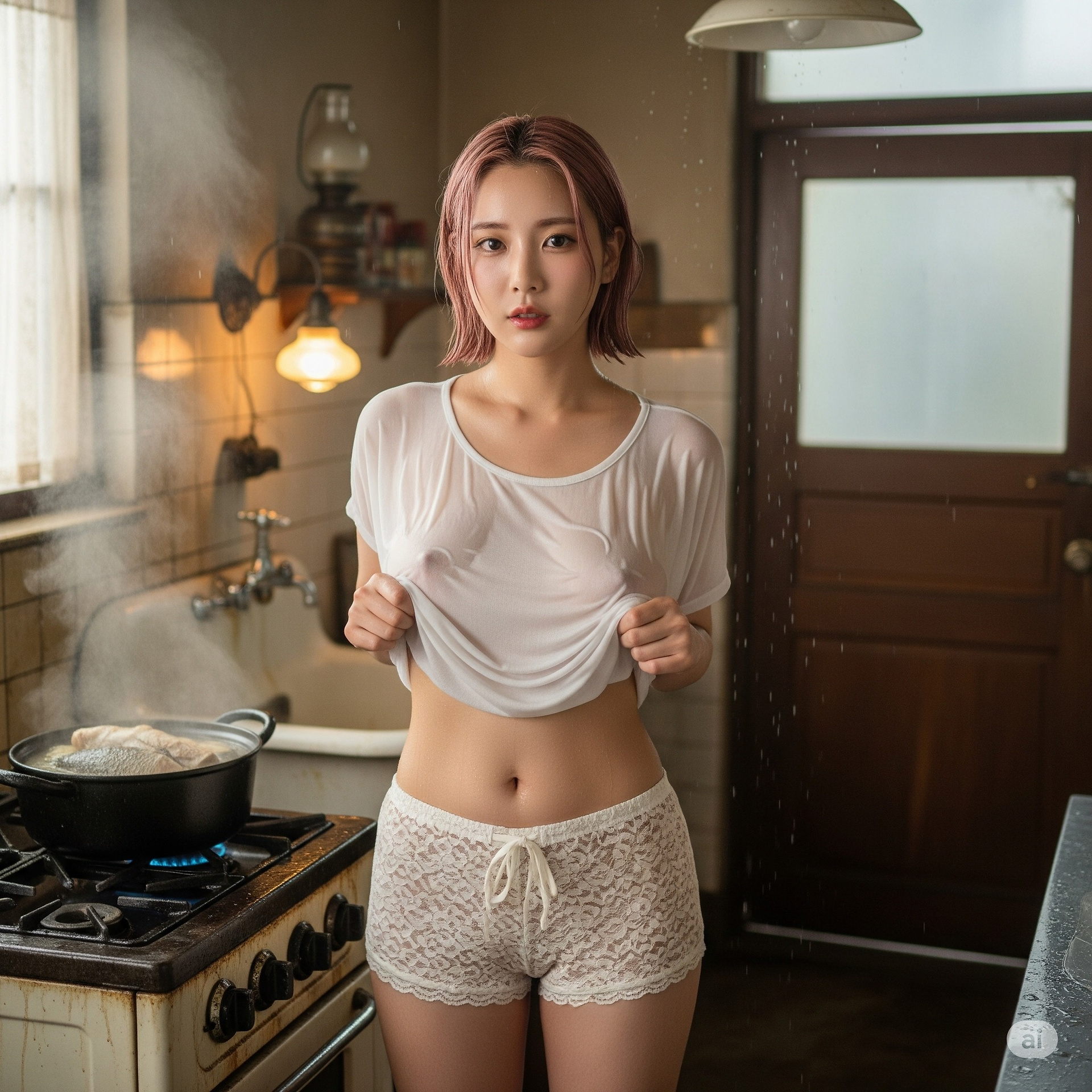 妹子在廚房煮湯