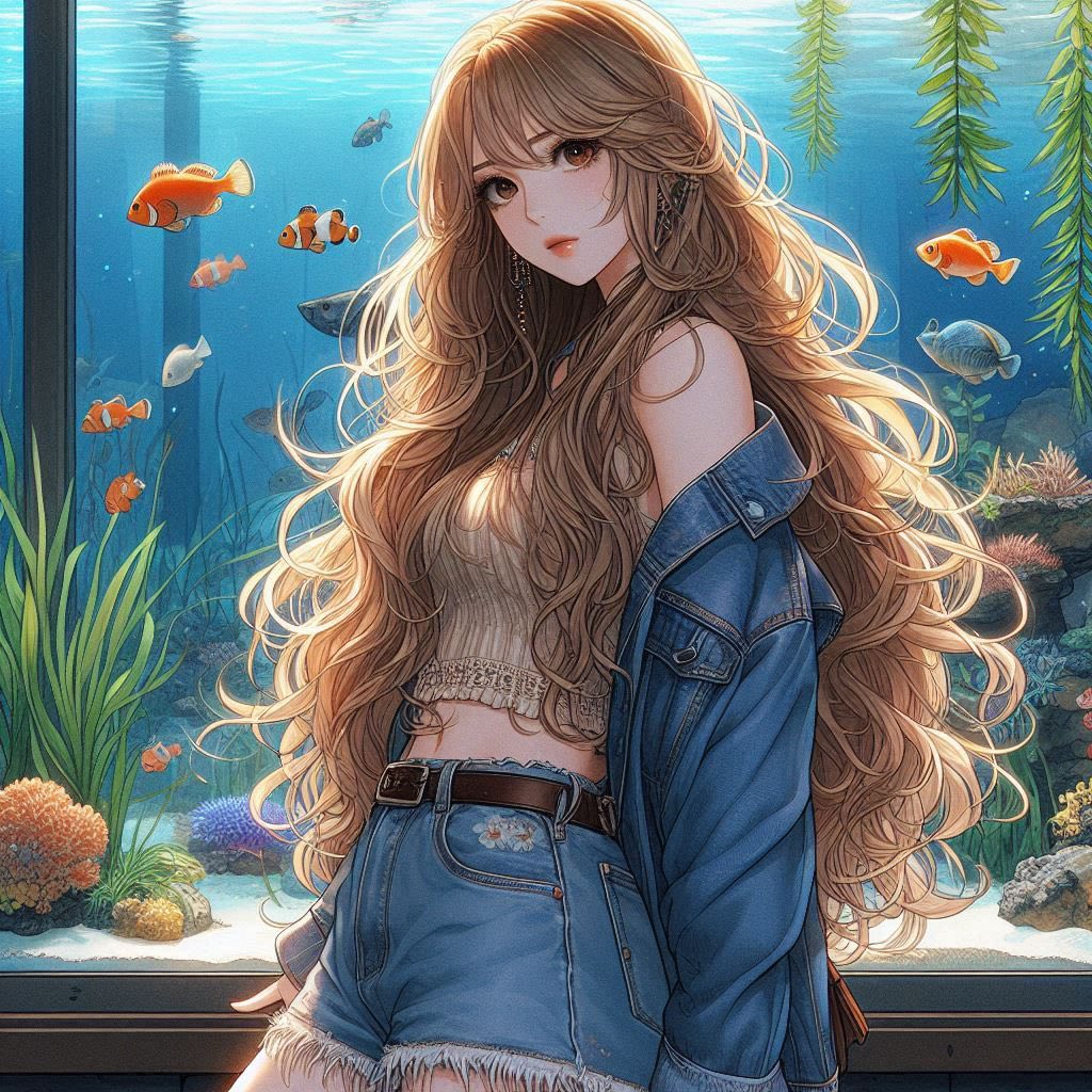 水族館前的少女