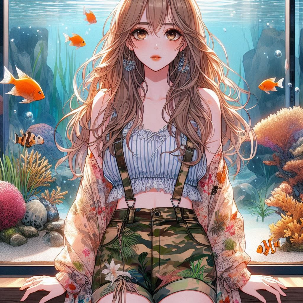 水族館前的少女
