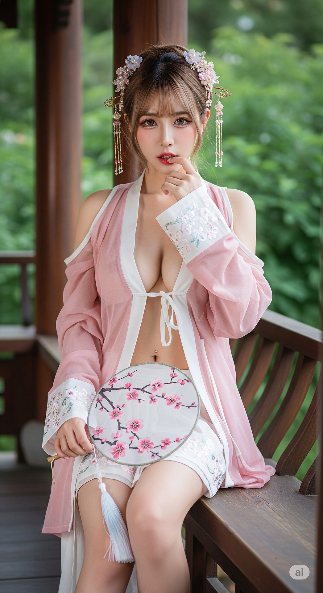 極淺粉紅色古風漢服