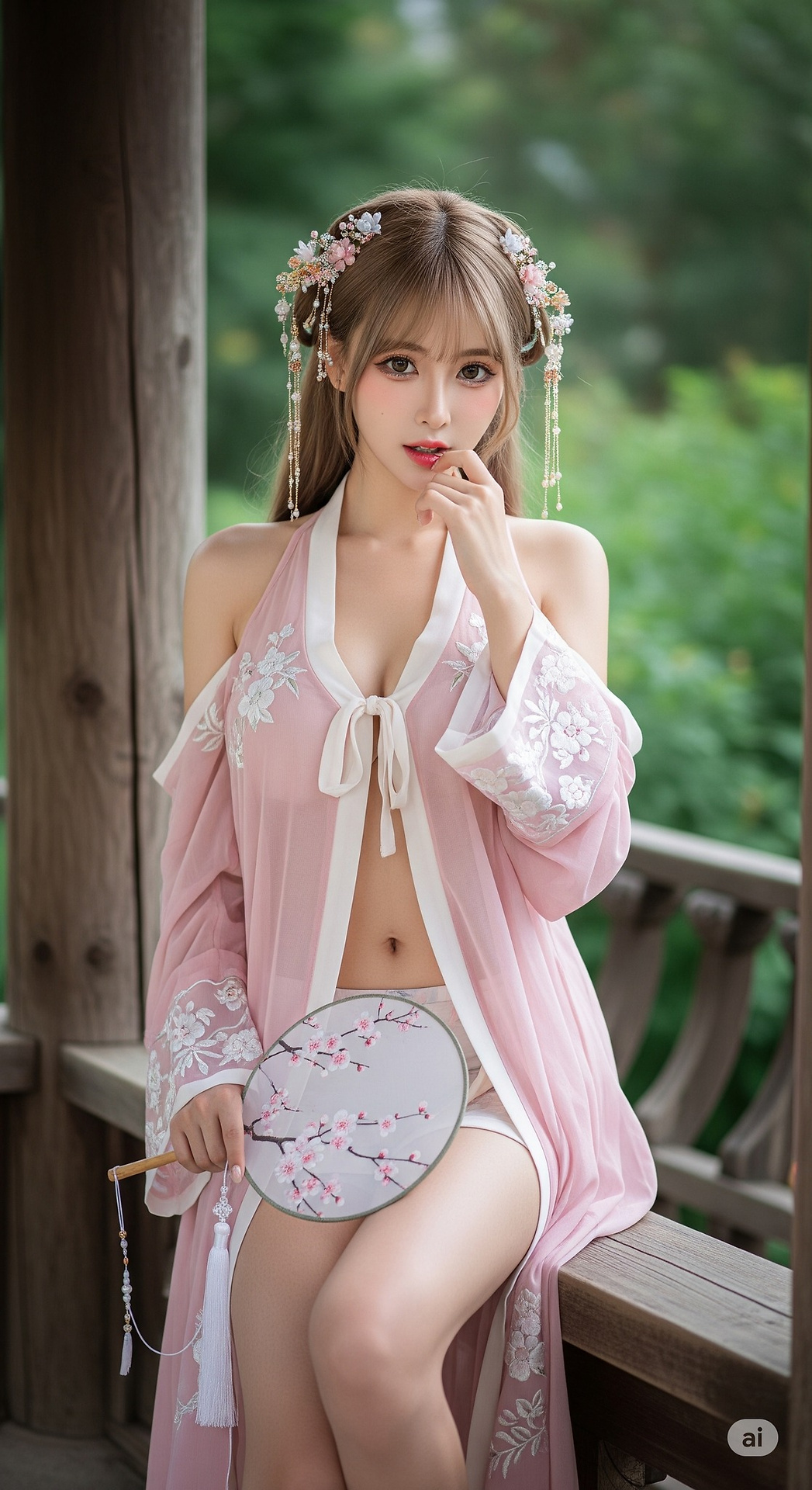 極淺粉紅色古風漢服