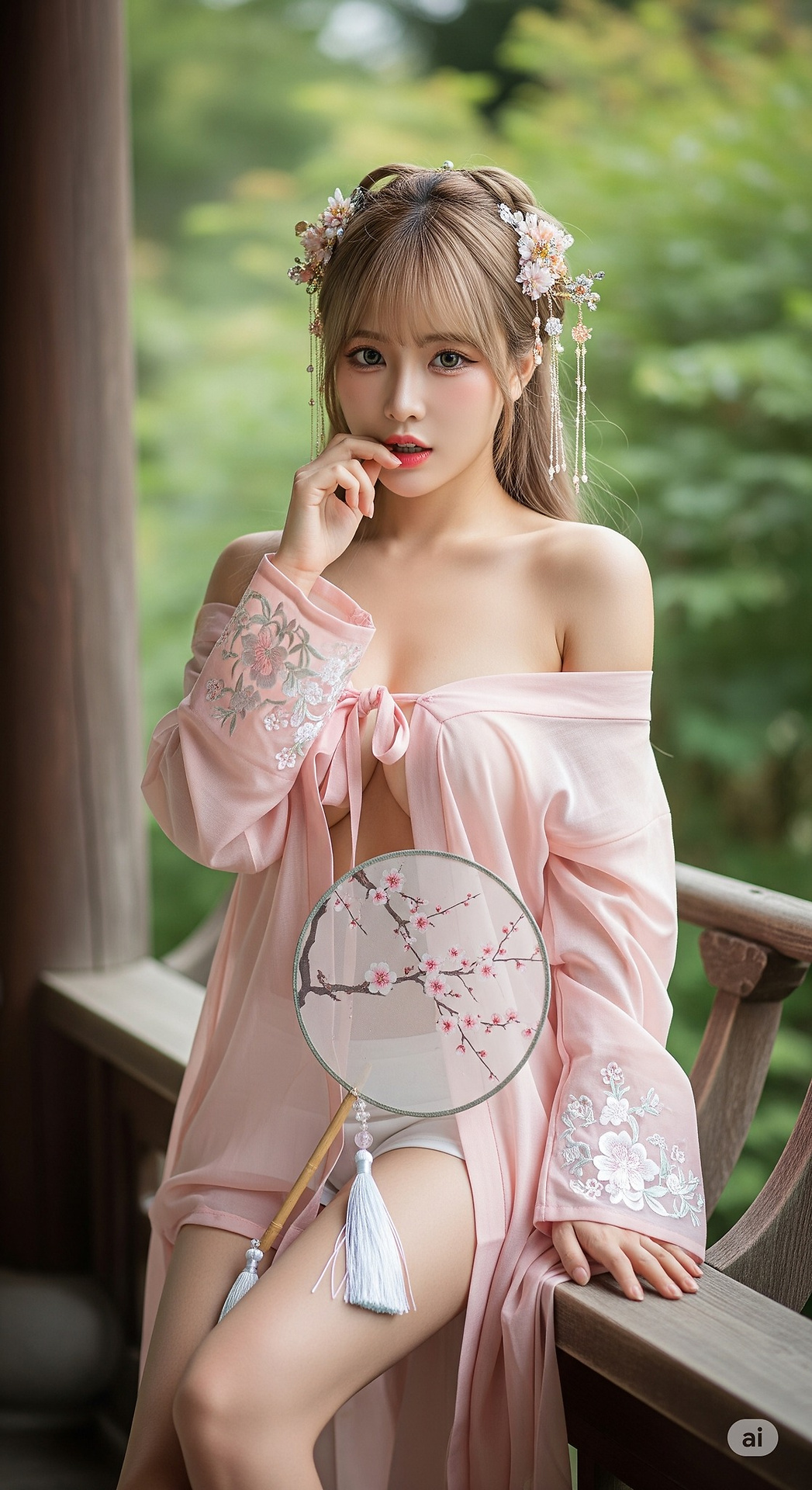 極淺粉紅色古風漢服