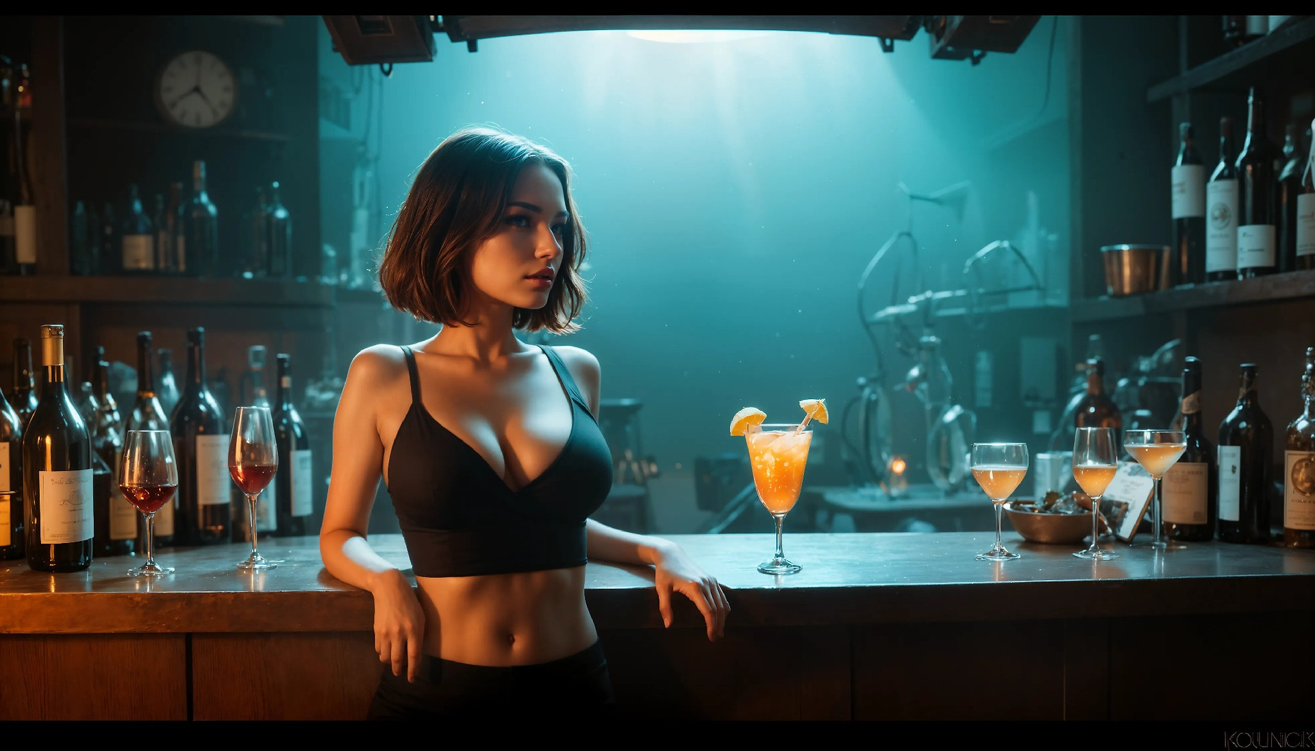 Alone at the bar with the lonely girl.