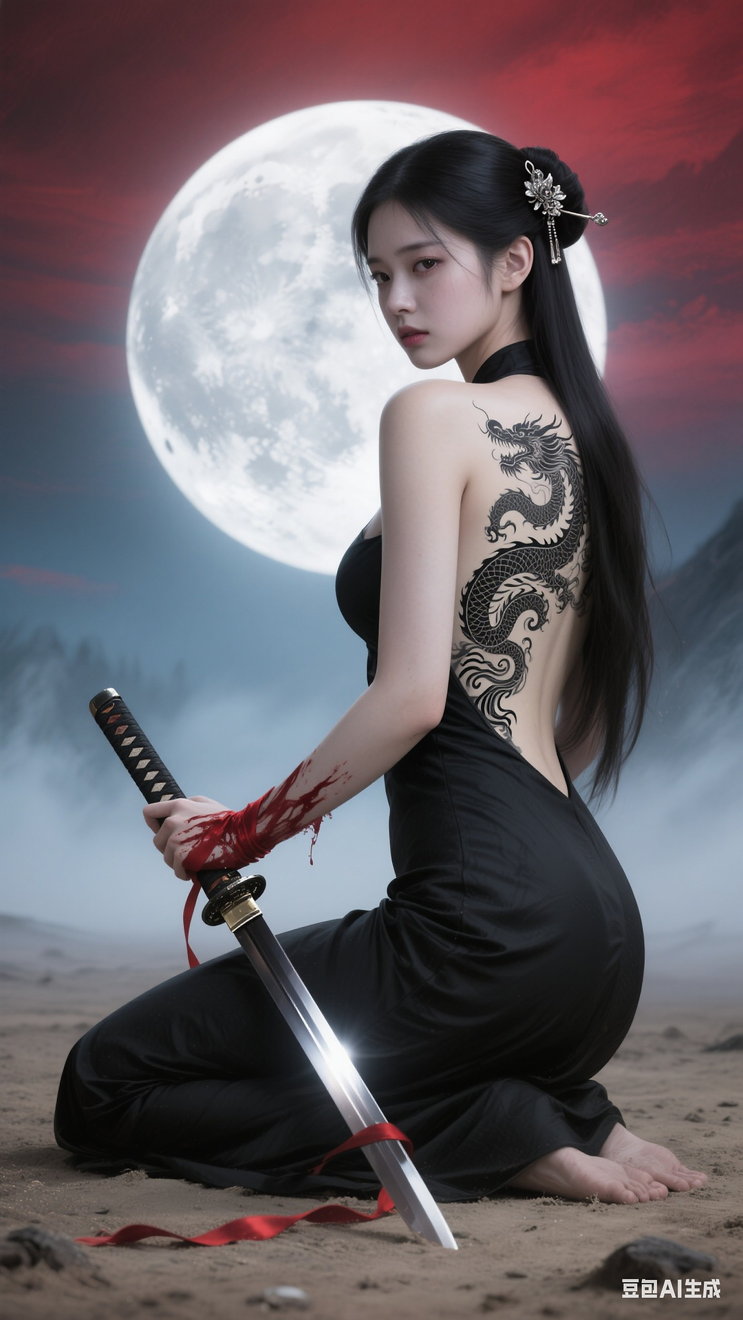 Black Grey Dragon Tattoo
