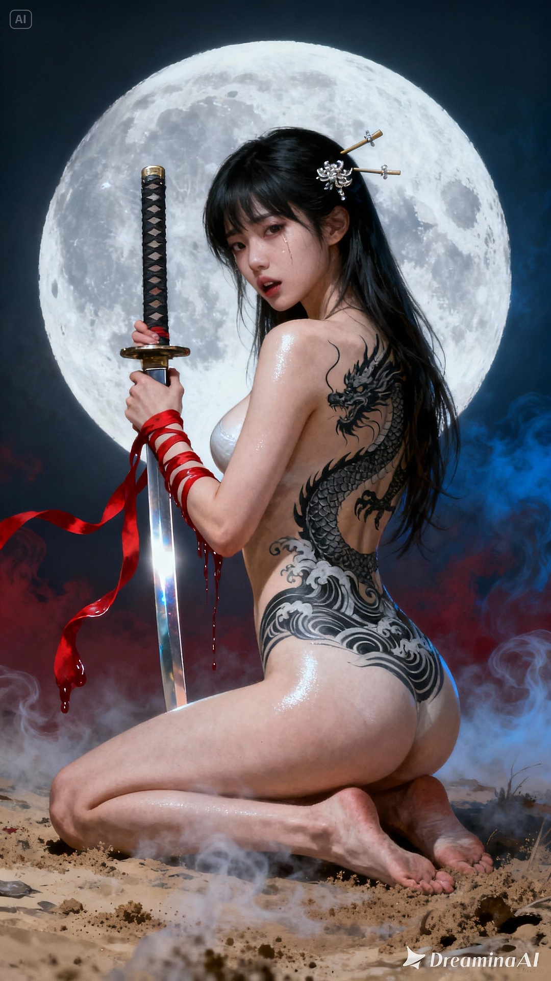 Black Grey Dragon Tattoo