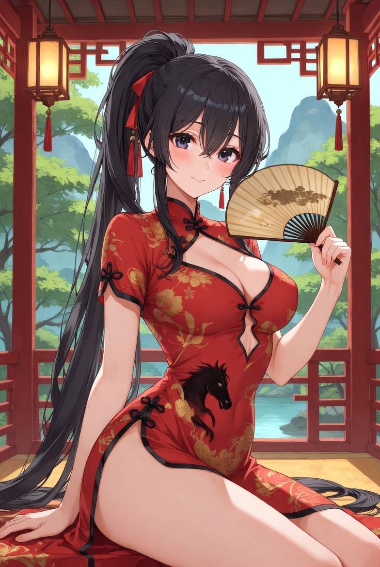 Sister Fire Red Cheongsam Celebrating the Year of the Horse