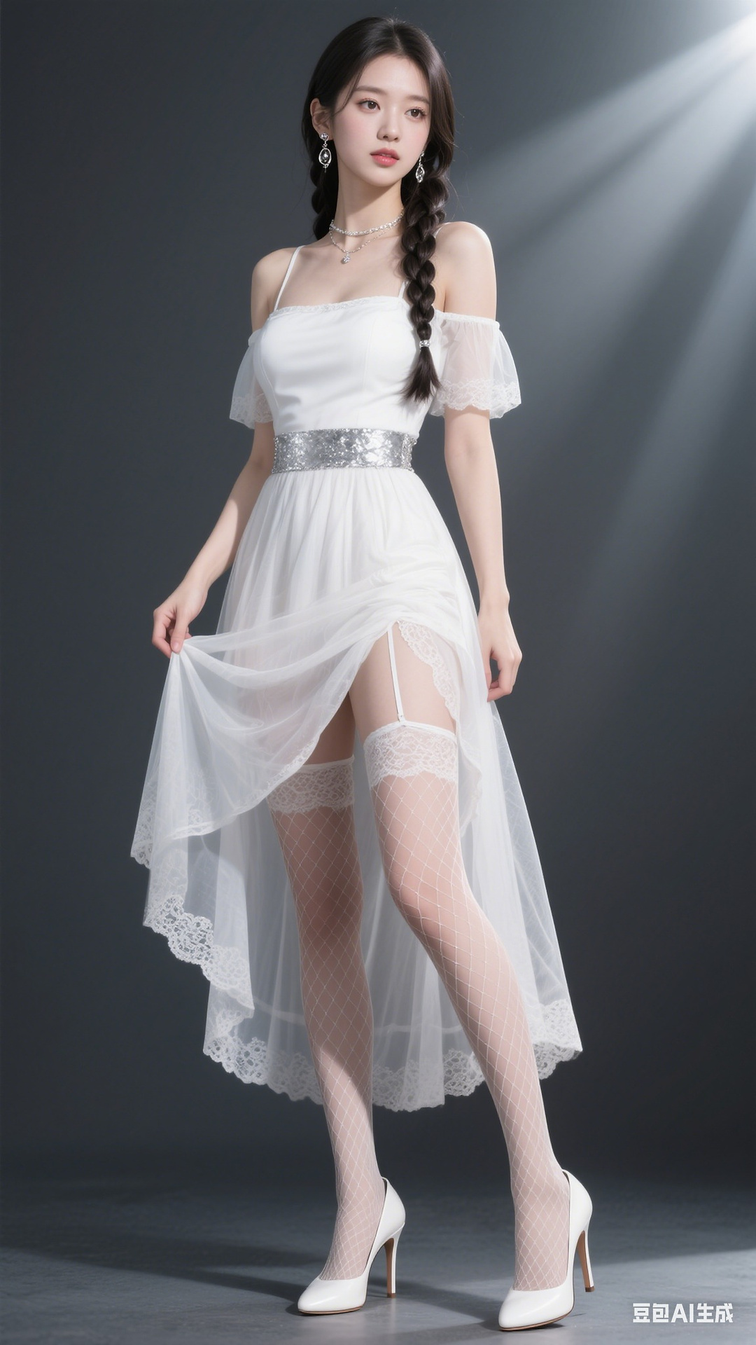 White off shoulder multilayer gauze