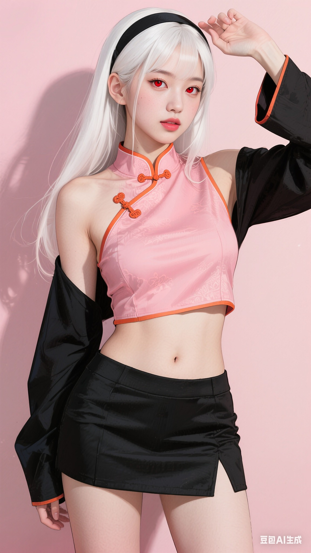 Chinese style open navel top