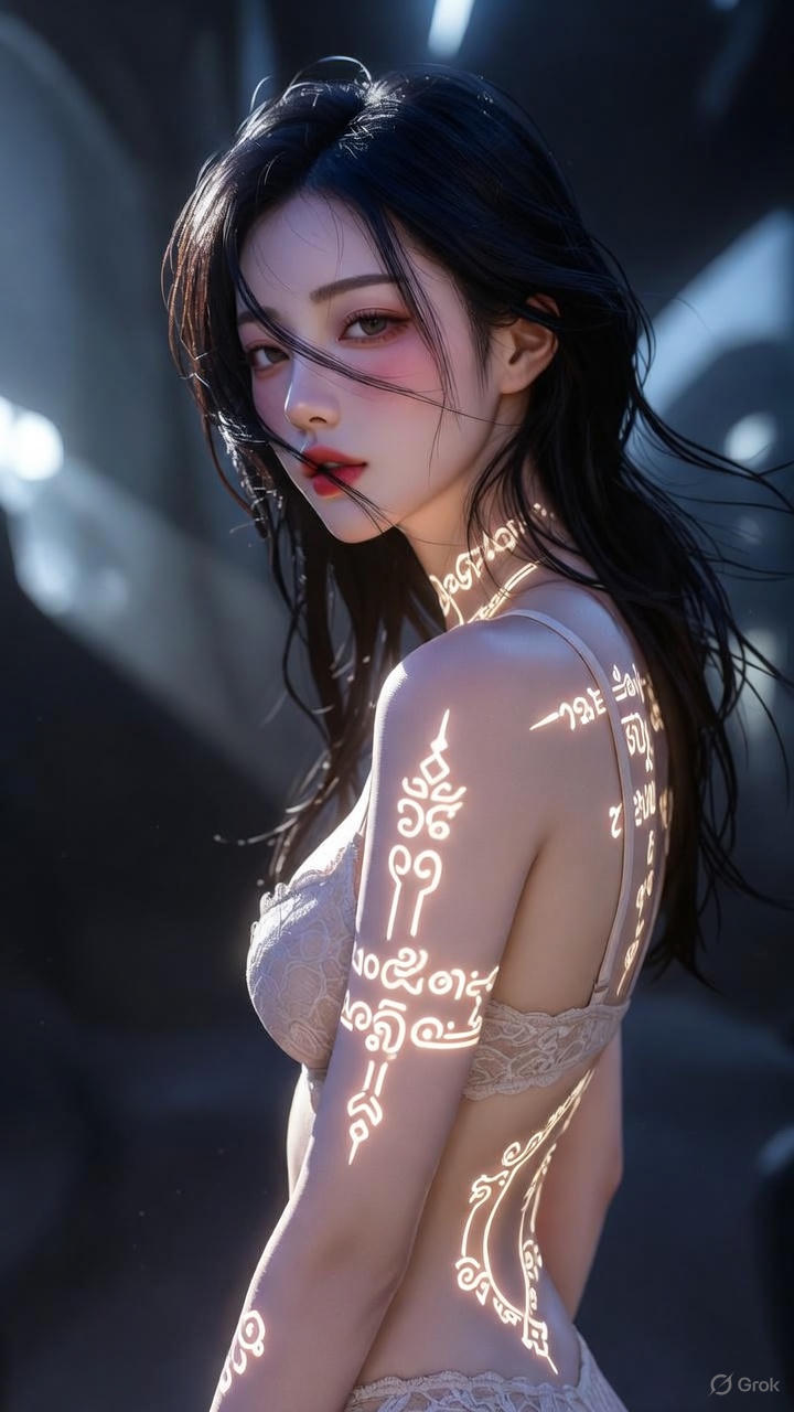 Thai Scripture Glowing Tattoo