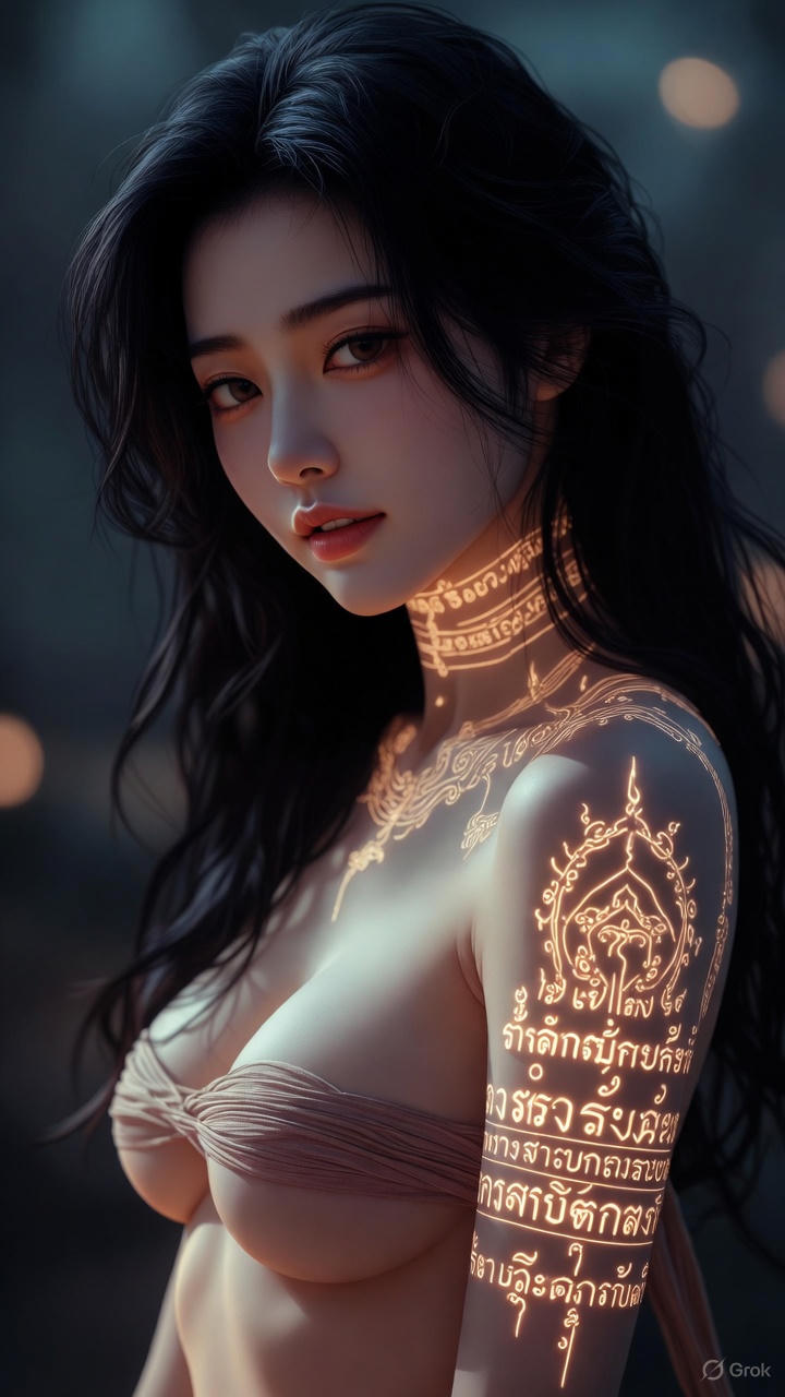 Thai Scripture Glowing Tattoo
