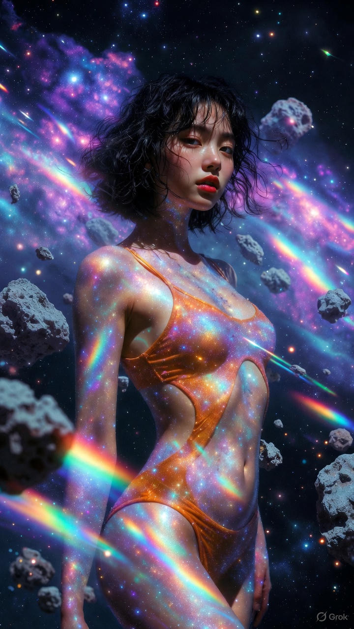 Starlight Particle Cross One-piece Swimsuit