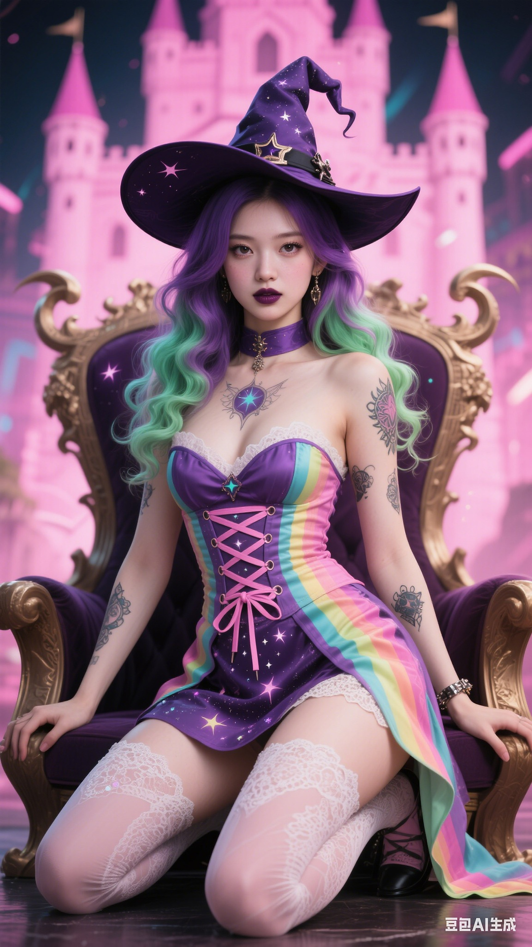 Goth Punk Rainbow Witch