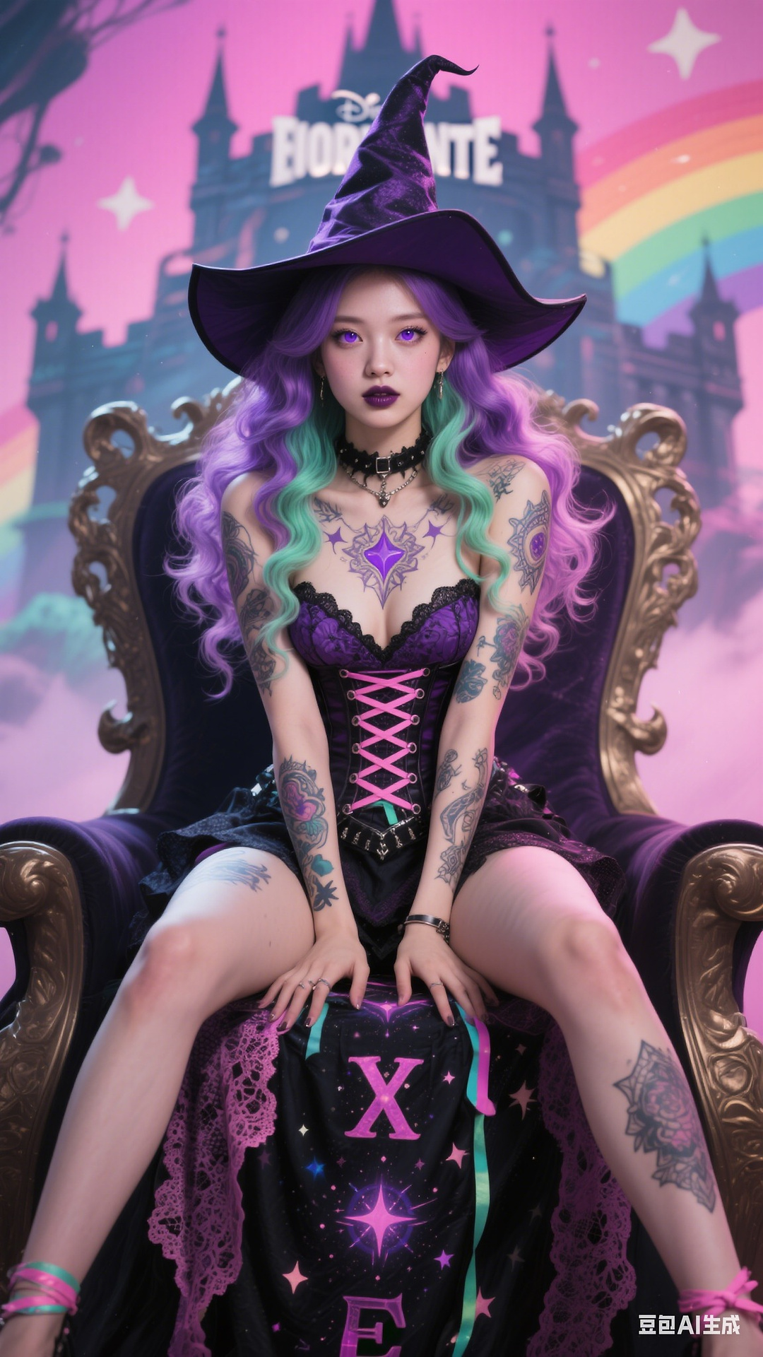 Goth Punk Rainbow Witch