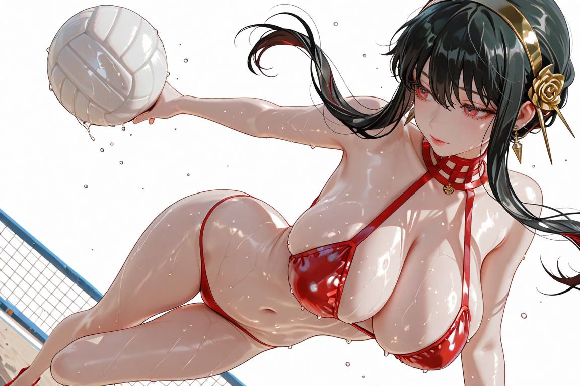 Beauty playing volleyball