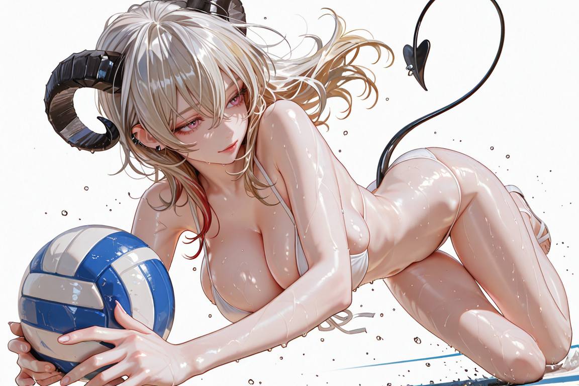 Beauty playing volleyball