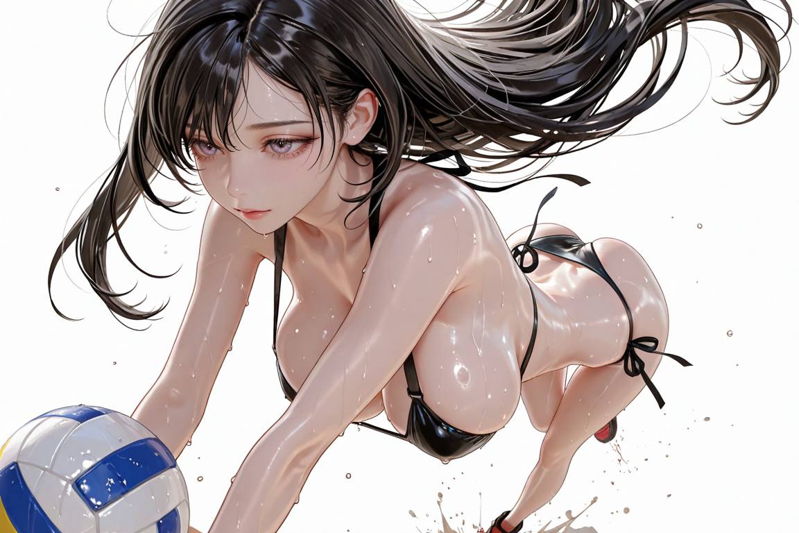 Beauty playing volleyball