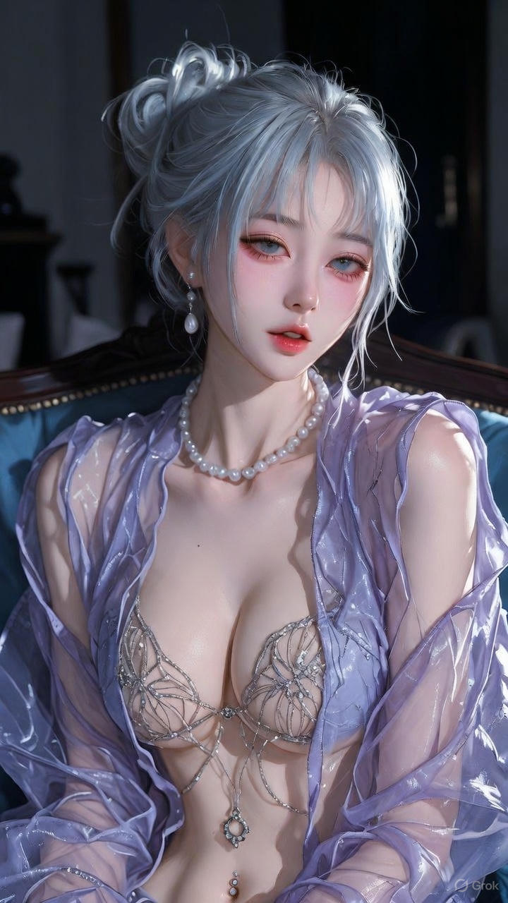 Translucent lavender backless top