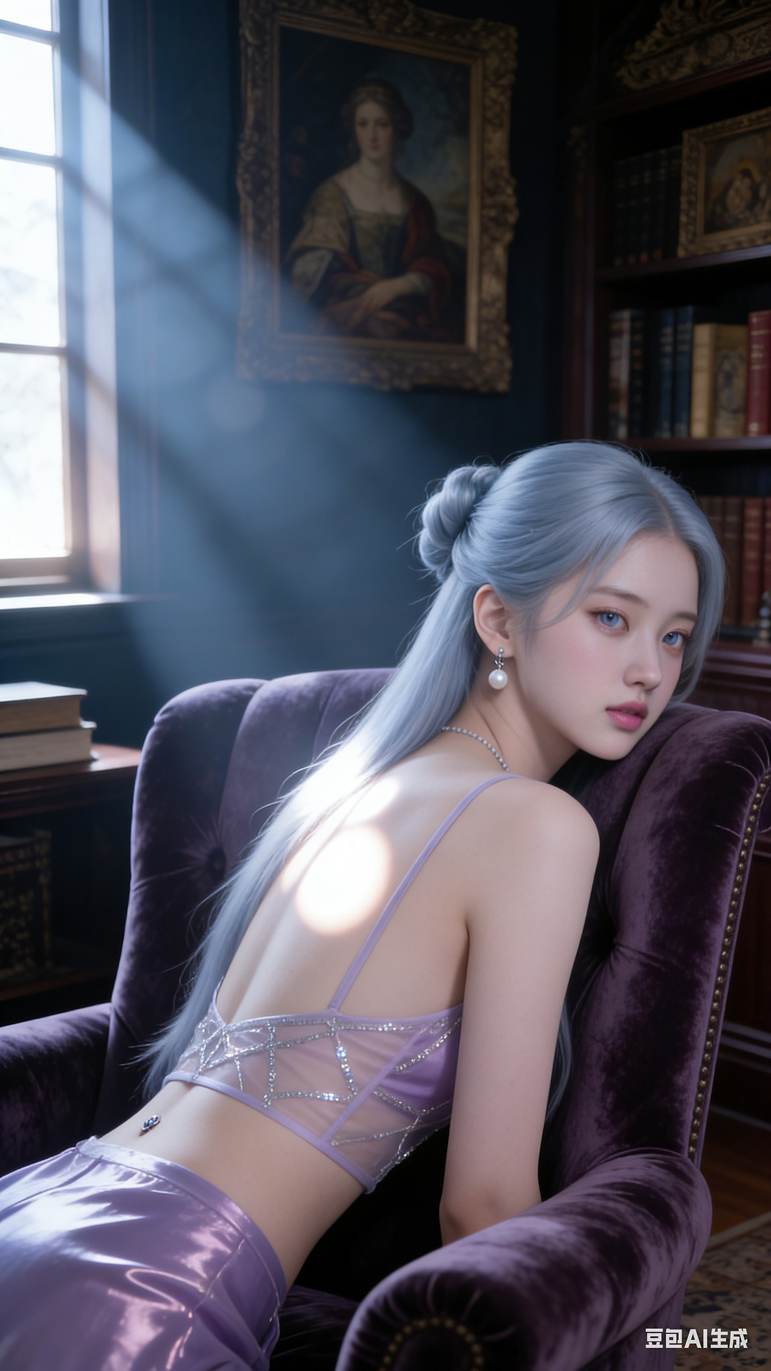 Translucent lavender backless top