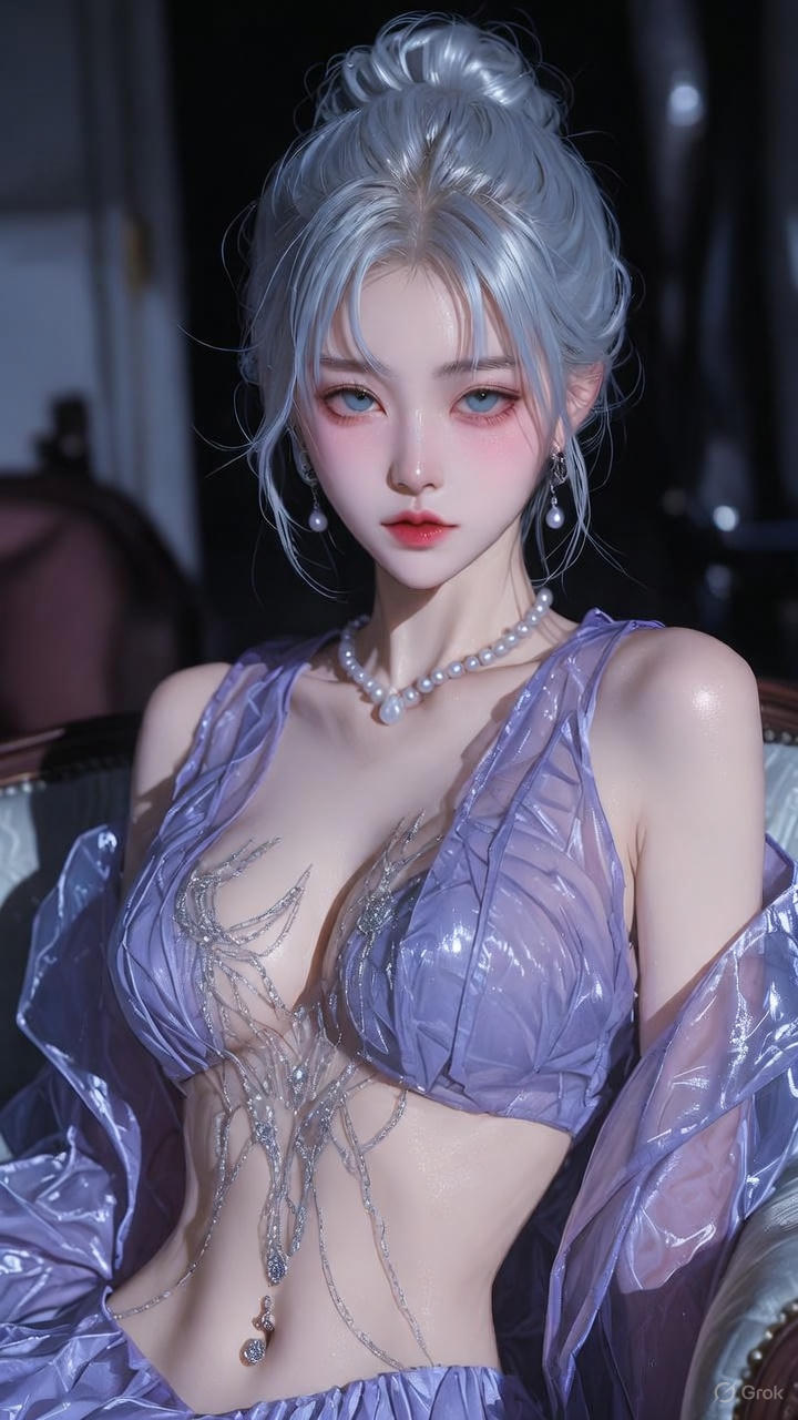 Translucent lavender backless top