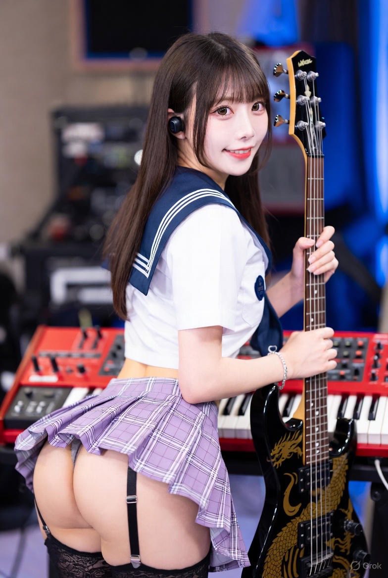 Girl playing a musical instrument