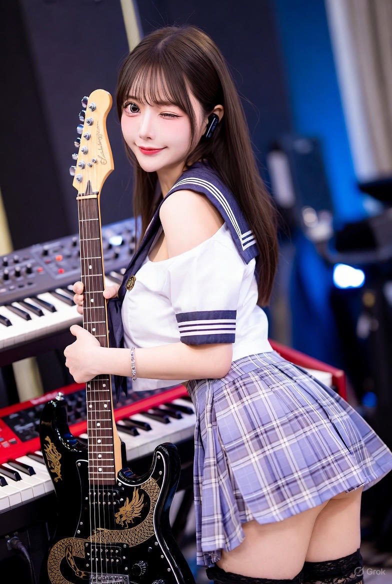 Girl playing a musical instrument