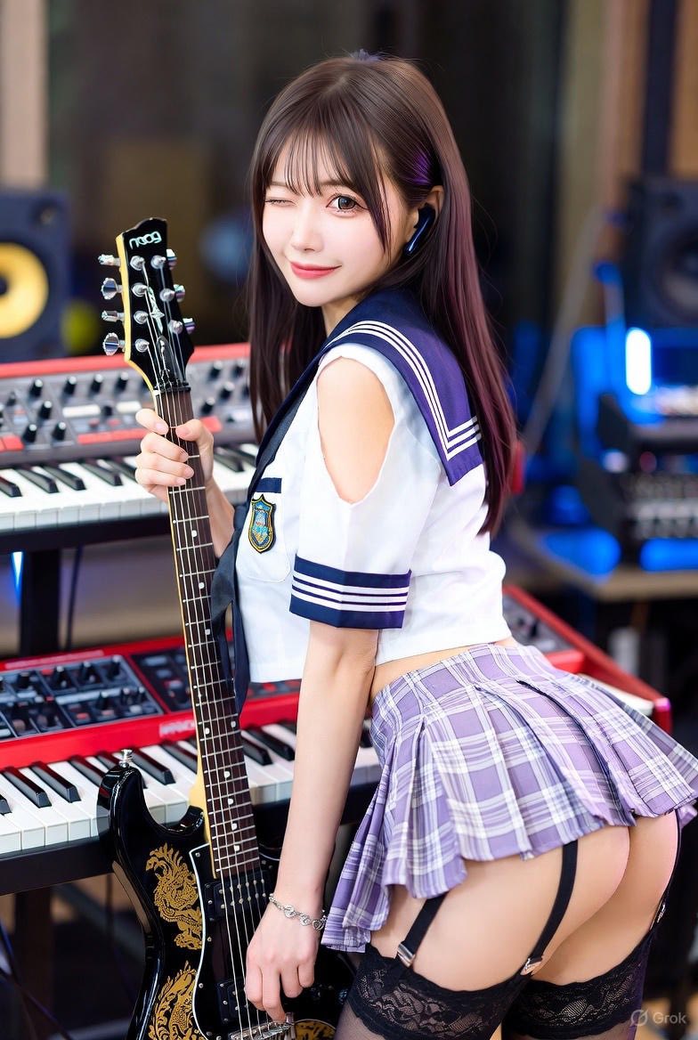 Girl playing a musical instrument
