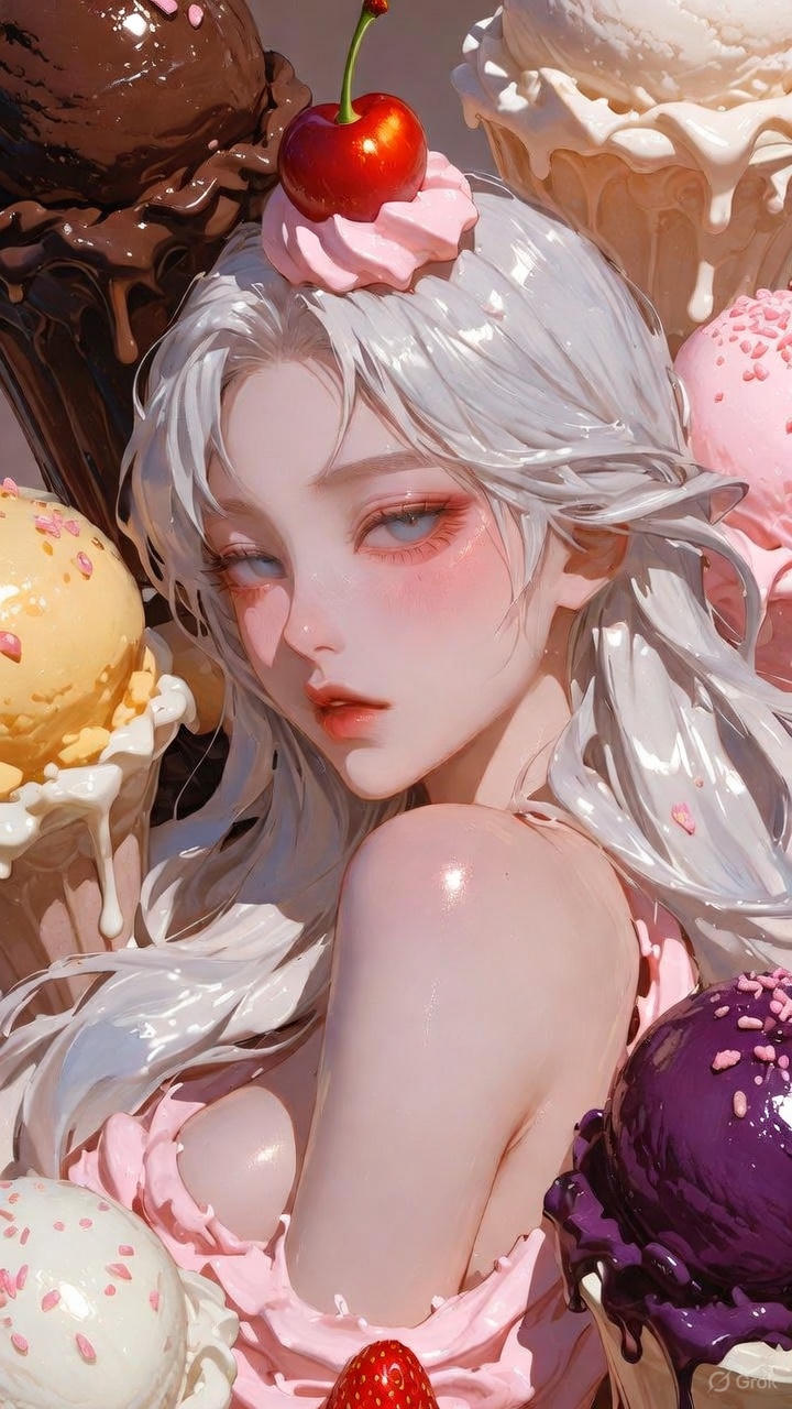 Cream Ice Cream Girl
