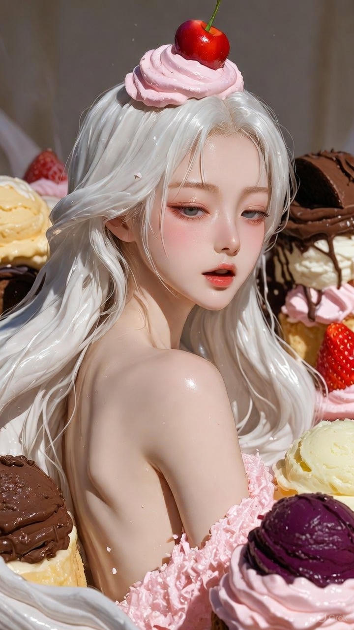 Cream Ice Cream Girl