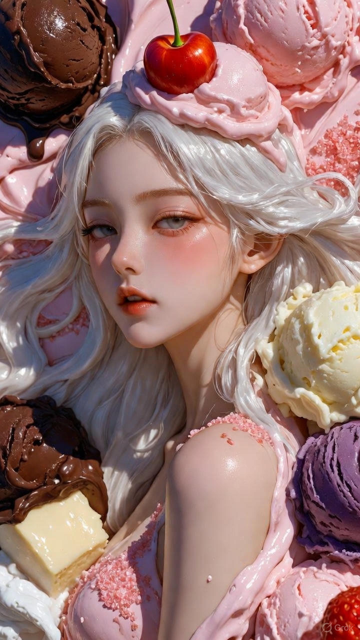 Cream Ice Cream Girl