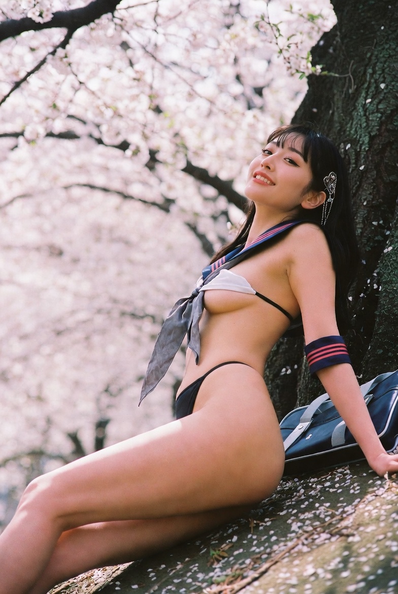 Under the cherry blossom trees on the slope