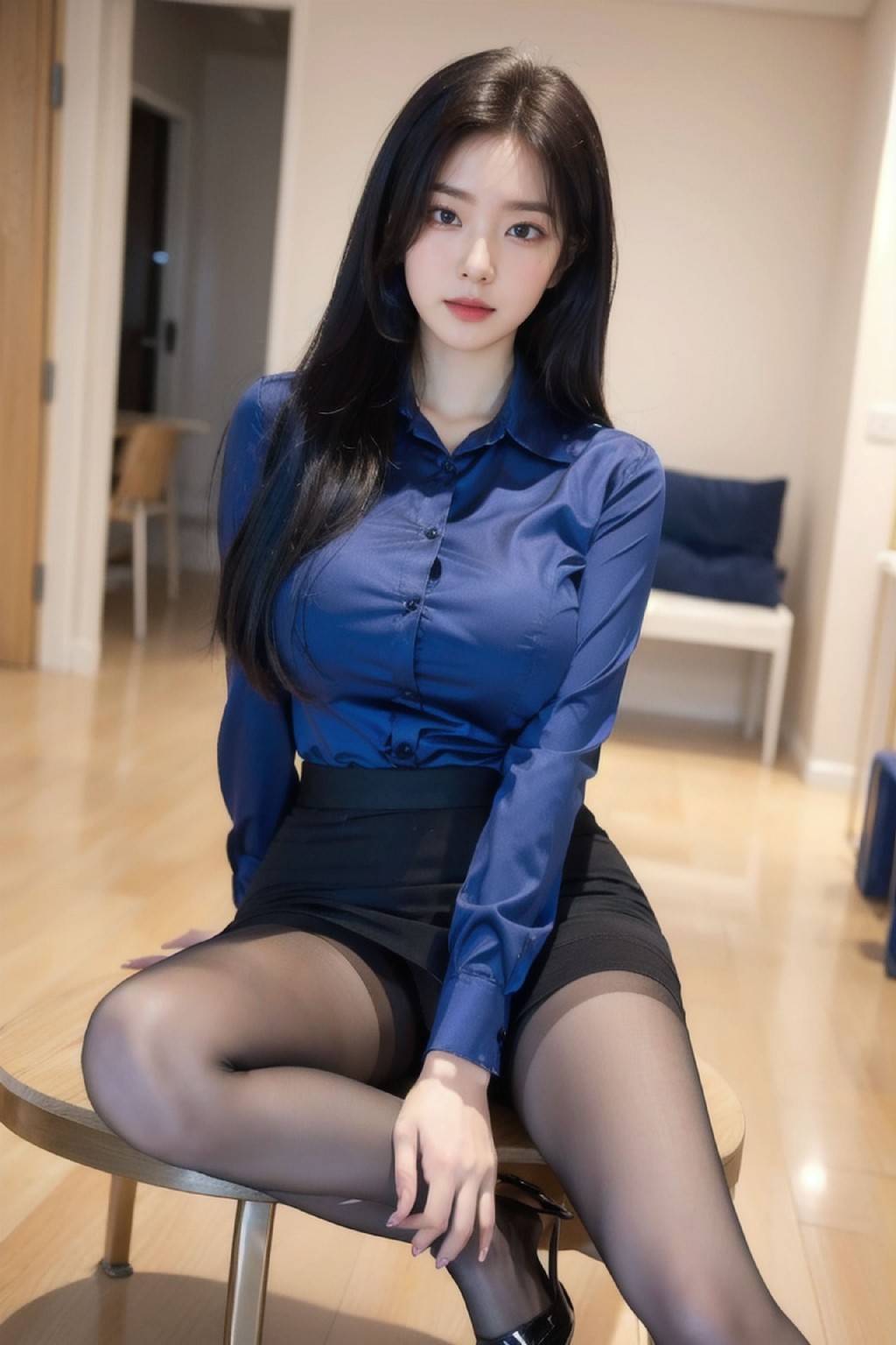 No723 Blue Office Shirt_80