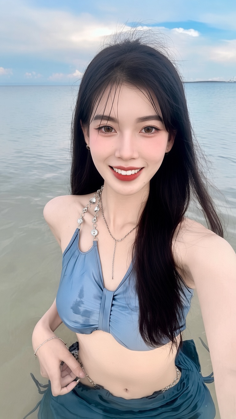 Contrast selfie Qingdao high value black silk small beauty extreme body black